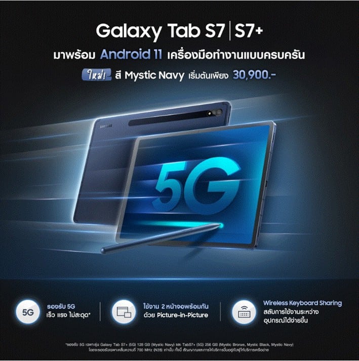 Samsung Galaxy Tab S7/S7+ สีใหม่ Mystic Navy
